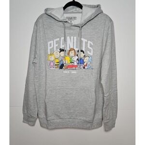 Peanuts Snoopy Charlie Brown Mens Grey Graphic Hoodie Size Medium NWOT